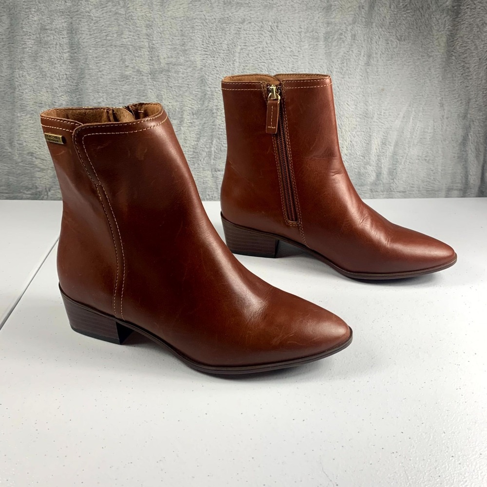 Rockport Geovana Mid Bootie Womens 6.5 Brown Leather Side Zip Casual Ankle Boots